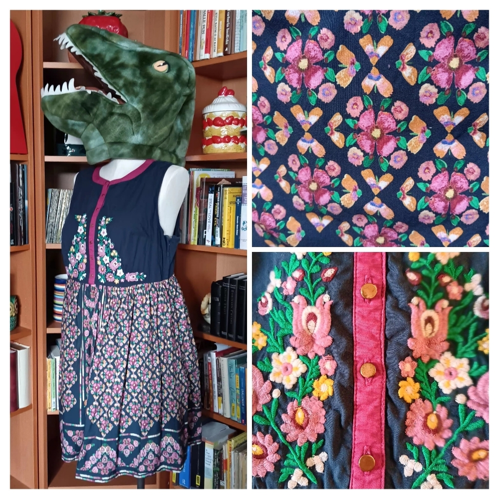 Modcloth "Conversation Masterpiece" Embroidered Floral Sleeveless A-line Dress
